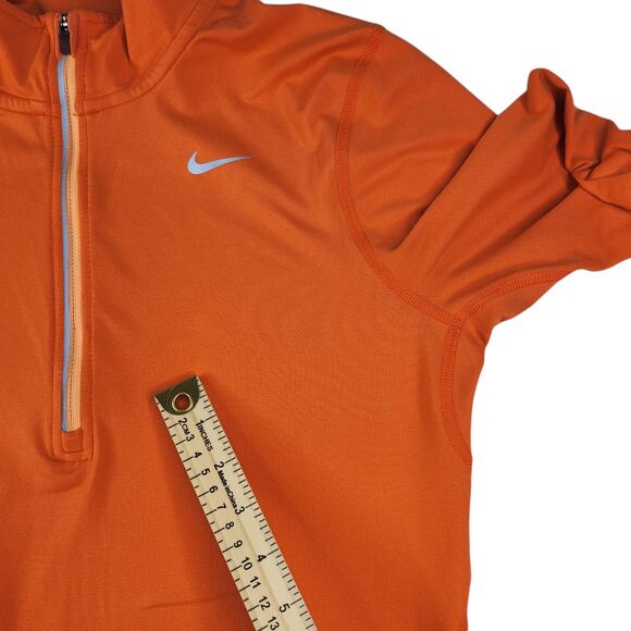 Nike Shirt Womens Small Orange Long Sleeve Quarter Zip Running Dri Fit Workout - Picture 12 of 16